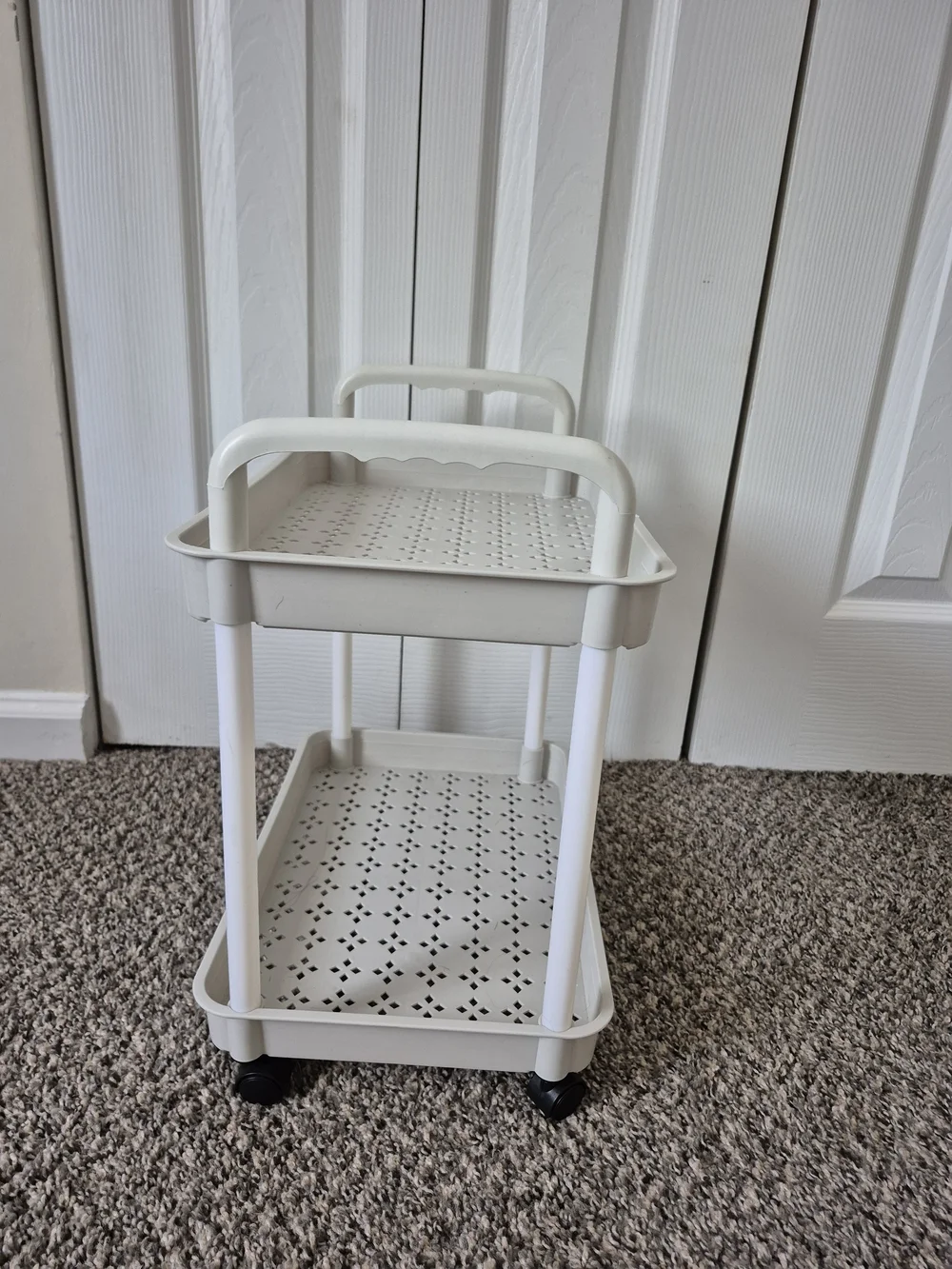Two-Tier Tan Rolling Utility Cart